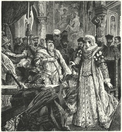 1567年にオランダのスペイン総督としてポストに就任するため、ブリュッセルにアルバ公が到着。 作： German School